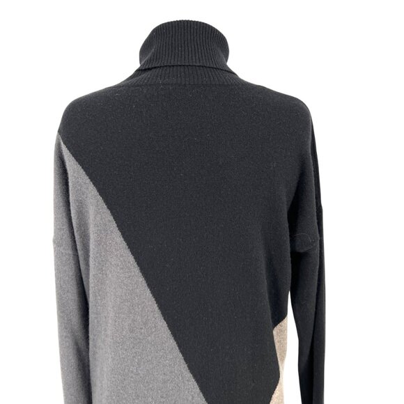 Margaret OLeary Cashmere Turtleneck Sweater Dress Black Gray Size Medium - Picture 8 of 14